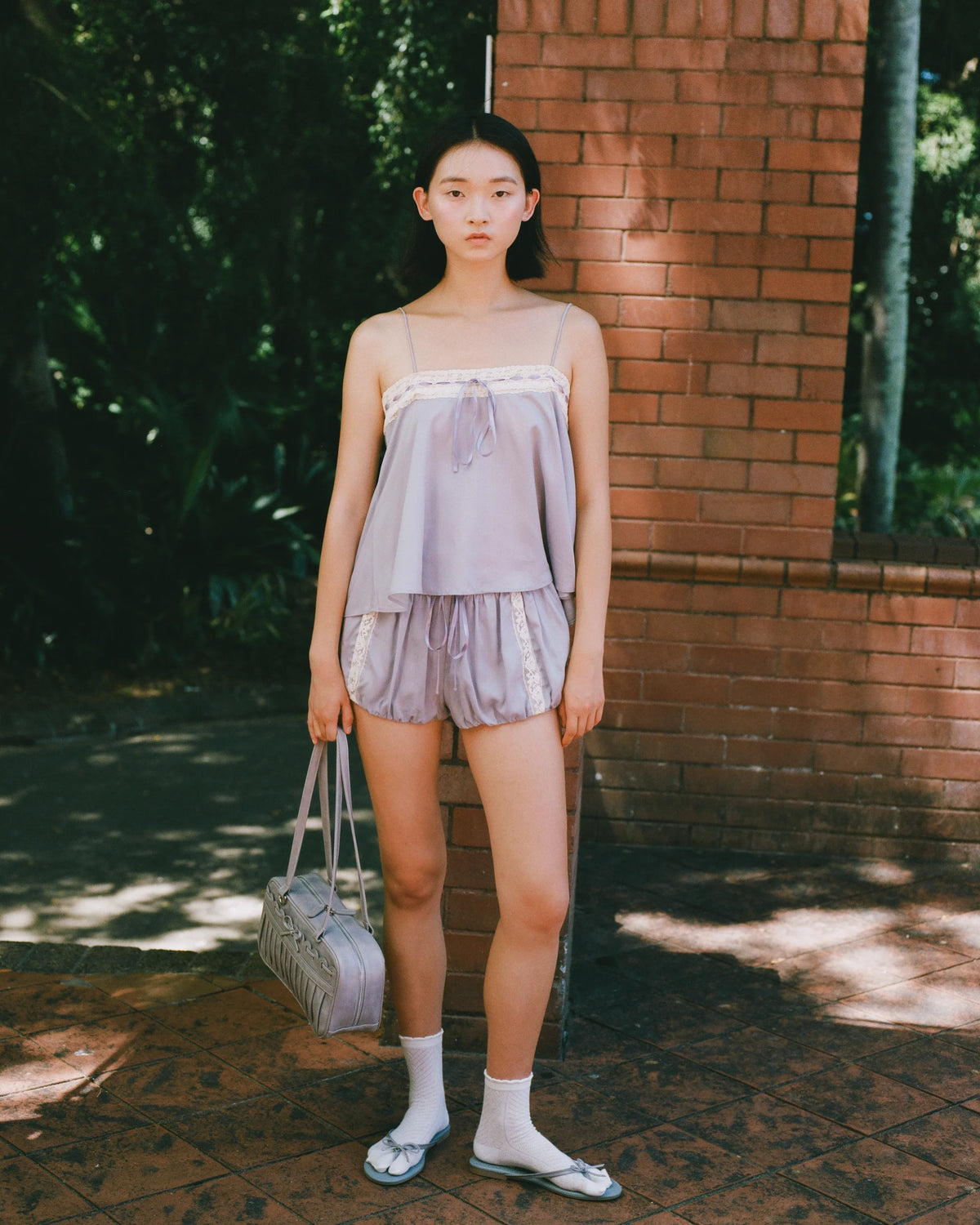 My Mum Made It Lace Ribbon Shorts Wisteria