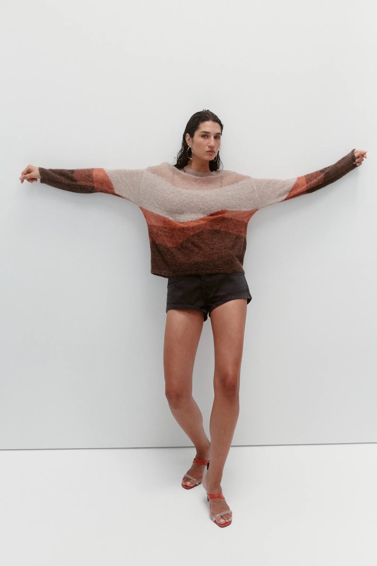 Nagnata Open Knit Horizon Sweater Sepia