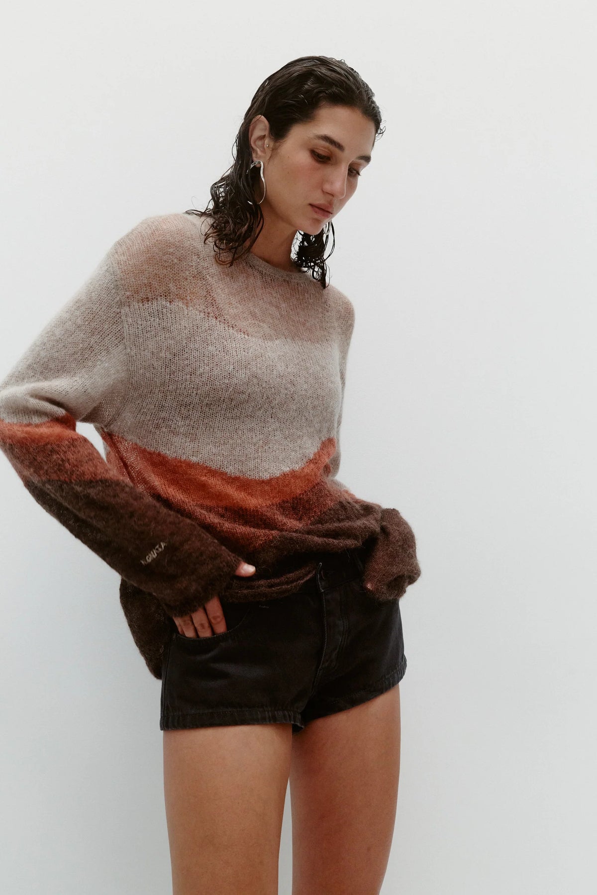 Nagnata Open Knit Horizon Sweater Sepia