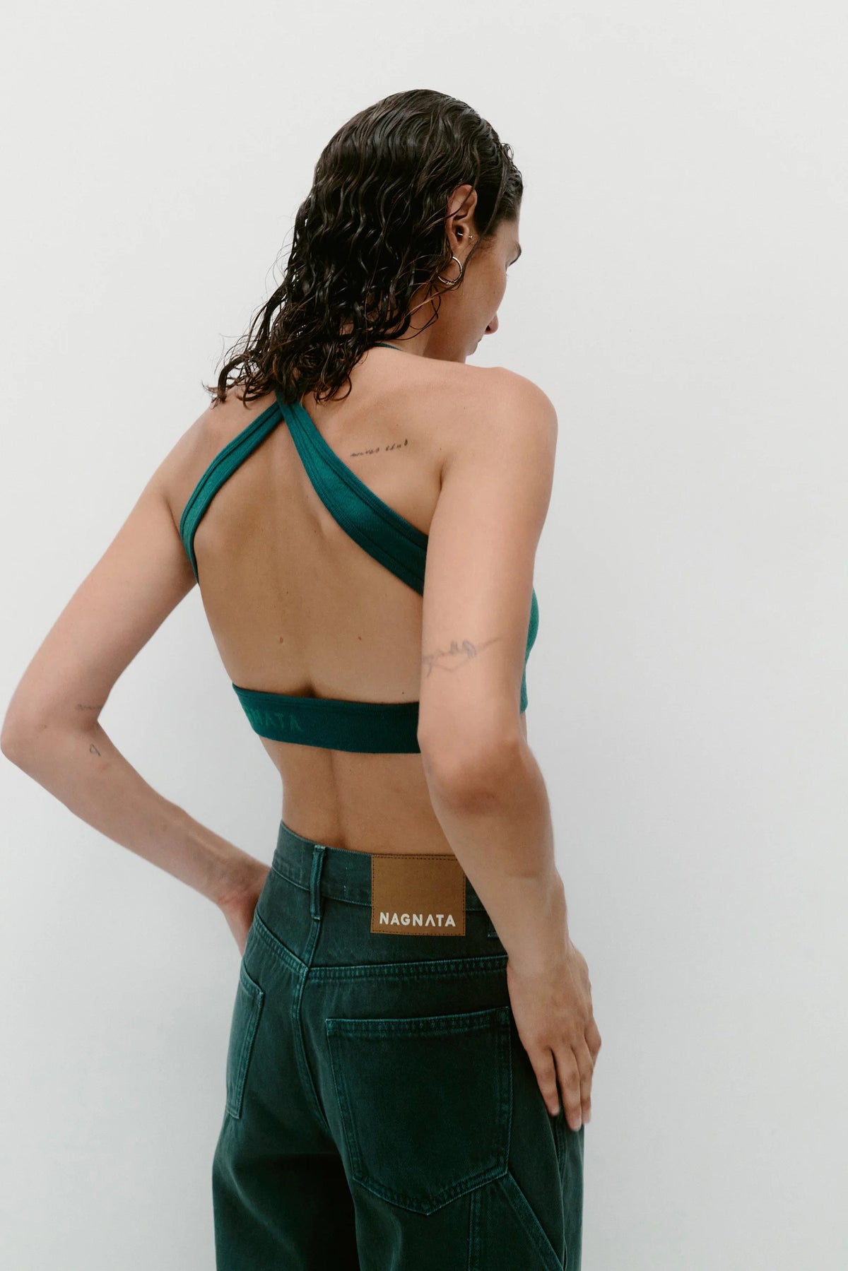 Nagnata Cross Back Wool Bralet Kelp