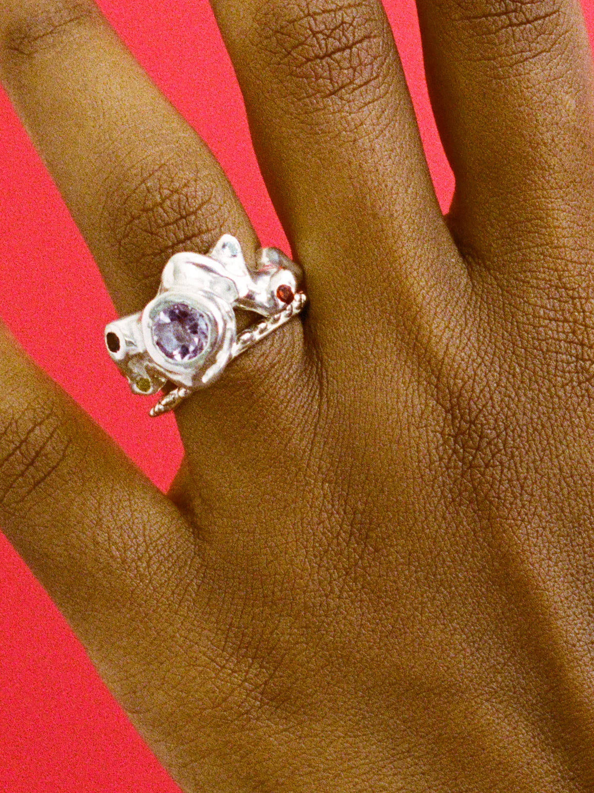 Faris Caldera Ring Sterling Silver/ Pink Amethyst