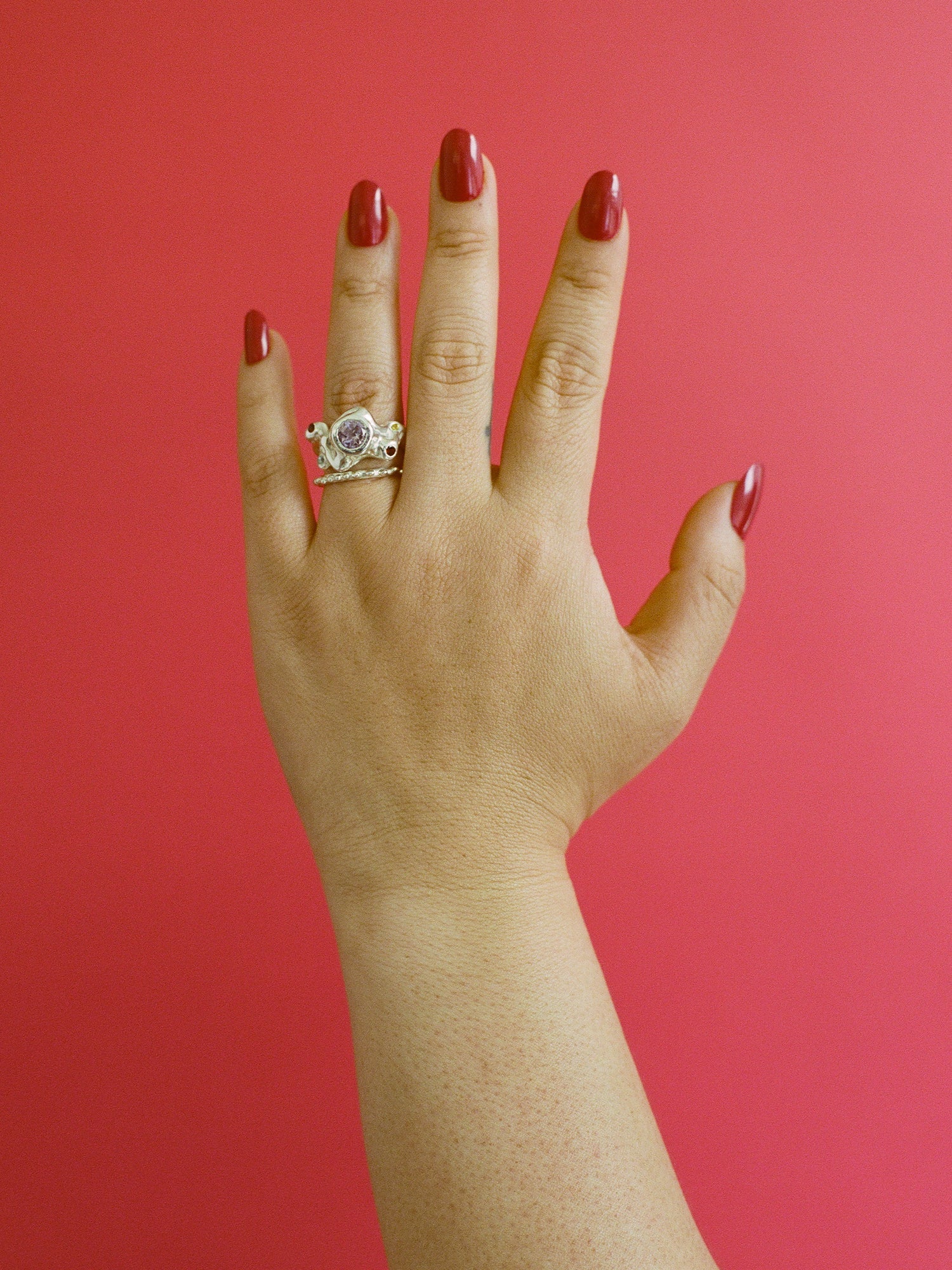 Faris Caldera Ring Sterling Silver/ Pink Amethyst