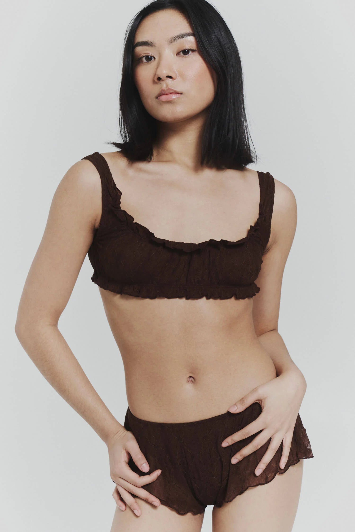Find Me Now Mariposa Ruffle Bralette CHOCOLATE