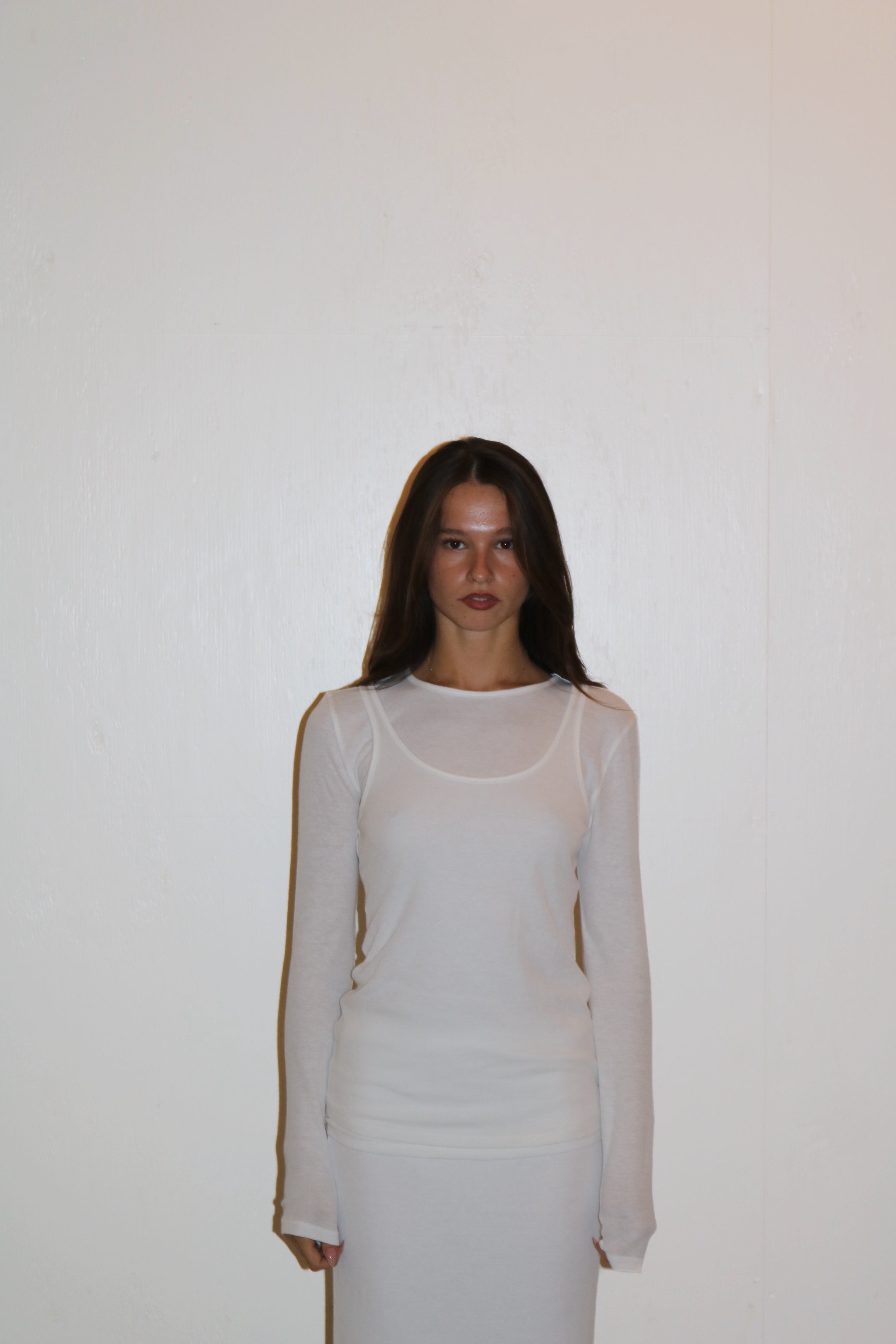 Zulu & Zephyr Rib Jersey Long Sleeve Top White