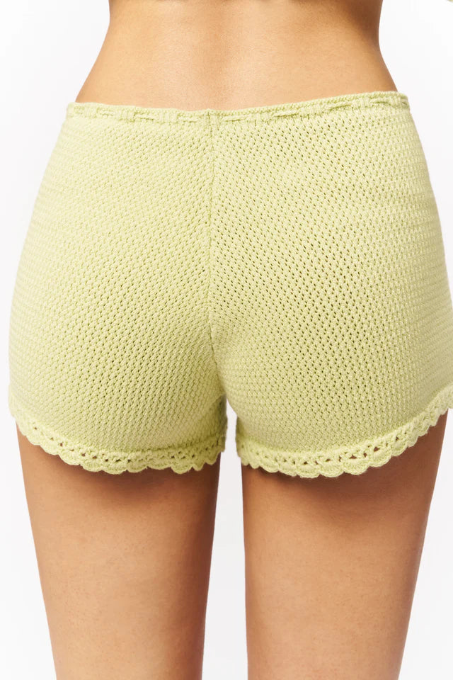 Guzio Scallop Knit Tie Short Kiwi