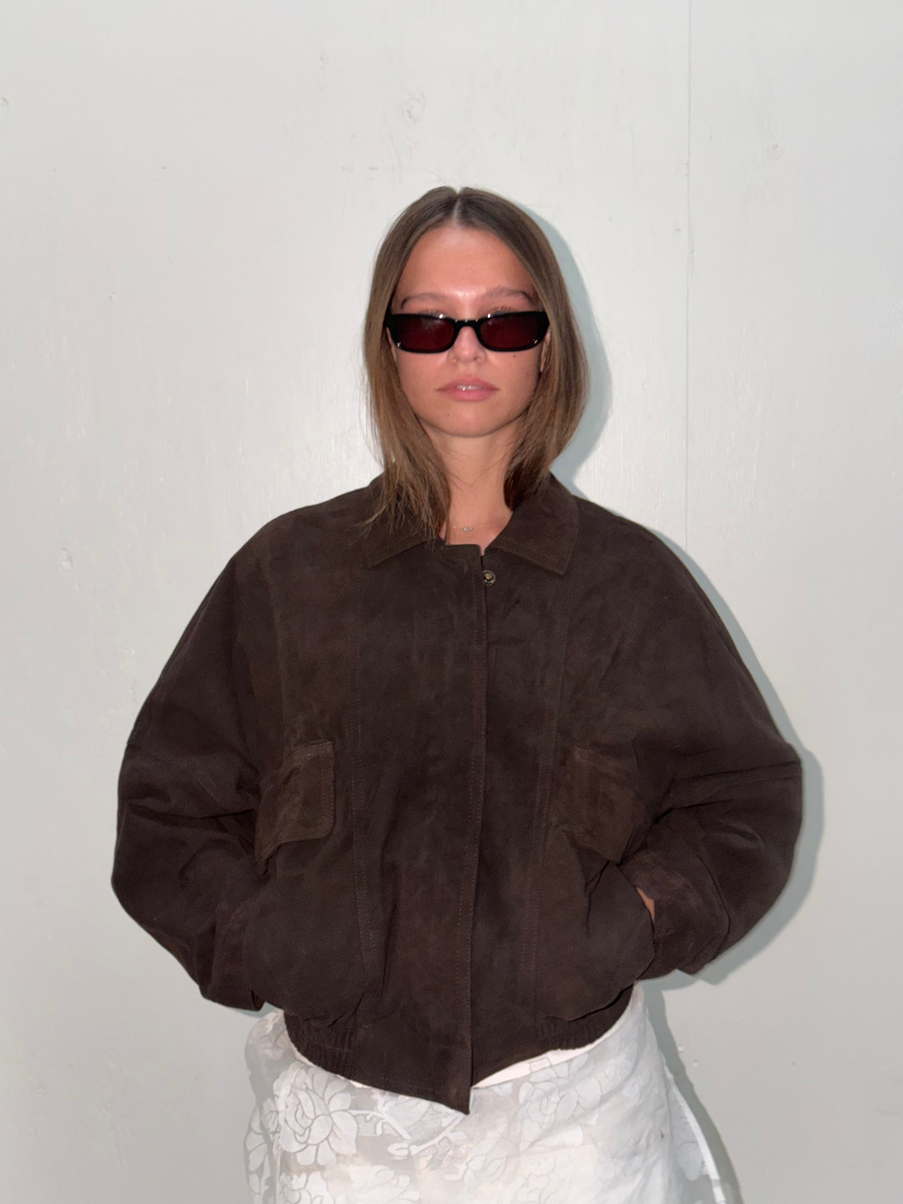 Bali Tailor The Aaki Bomber Leather Jacket Brown Suede