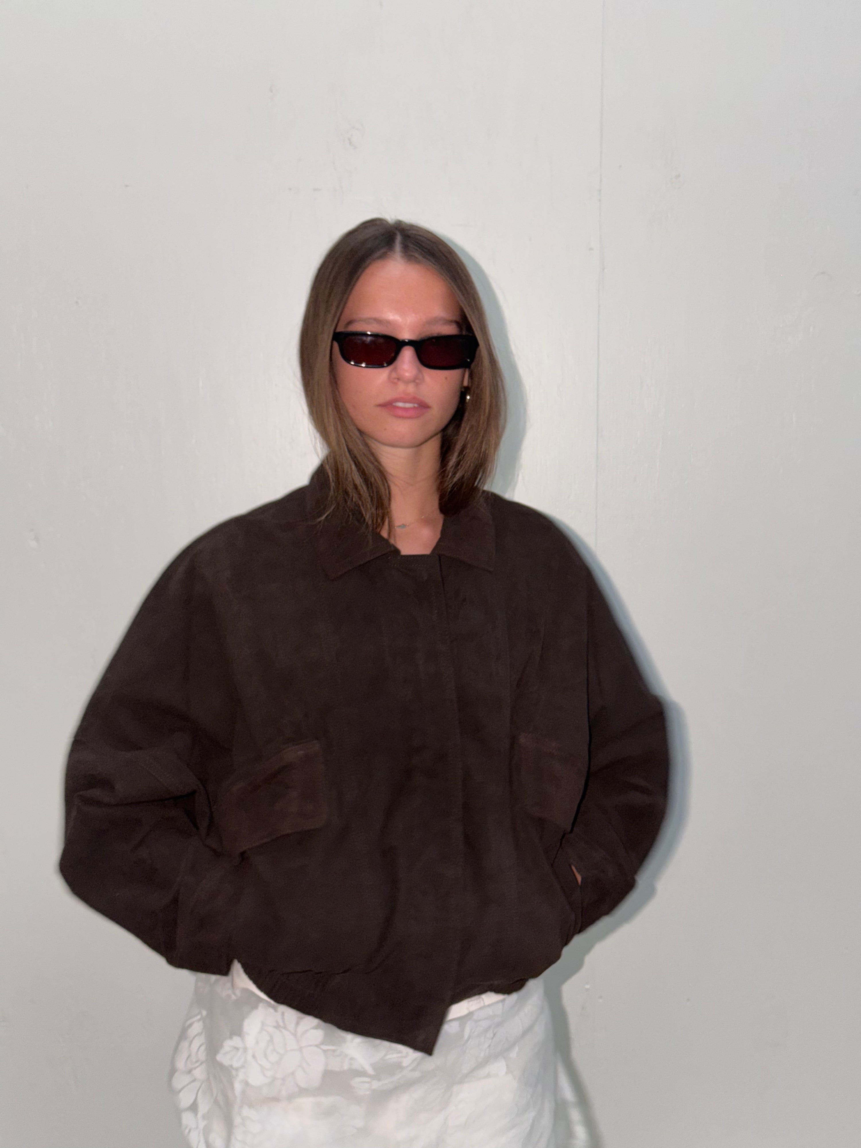 Bali Tailor The Aaki Bomber Leather Jacket Brown Suede