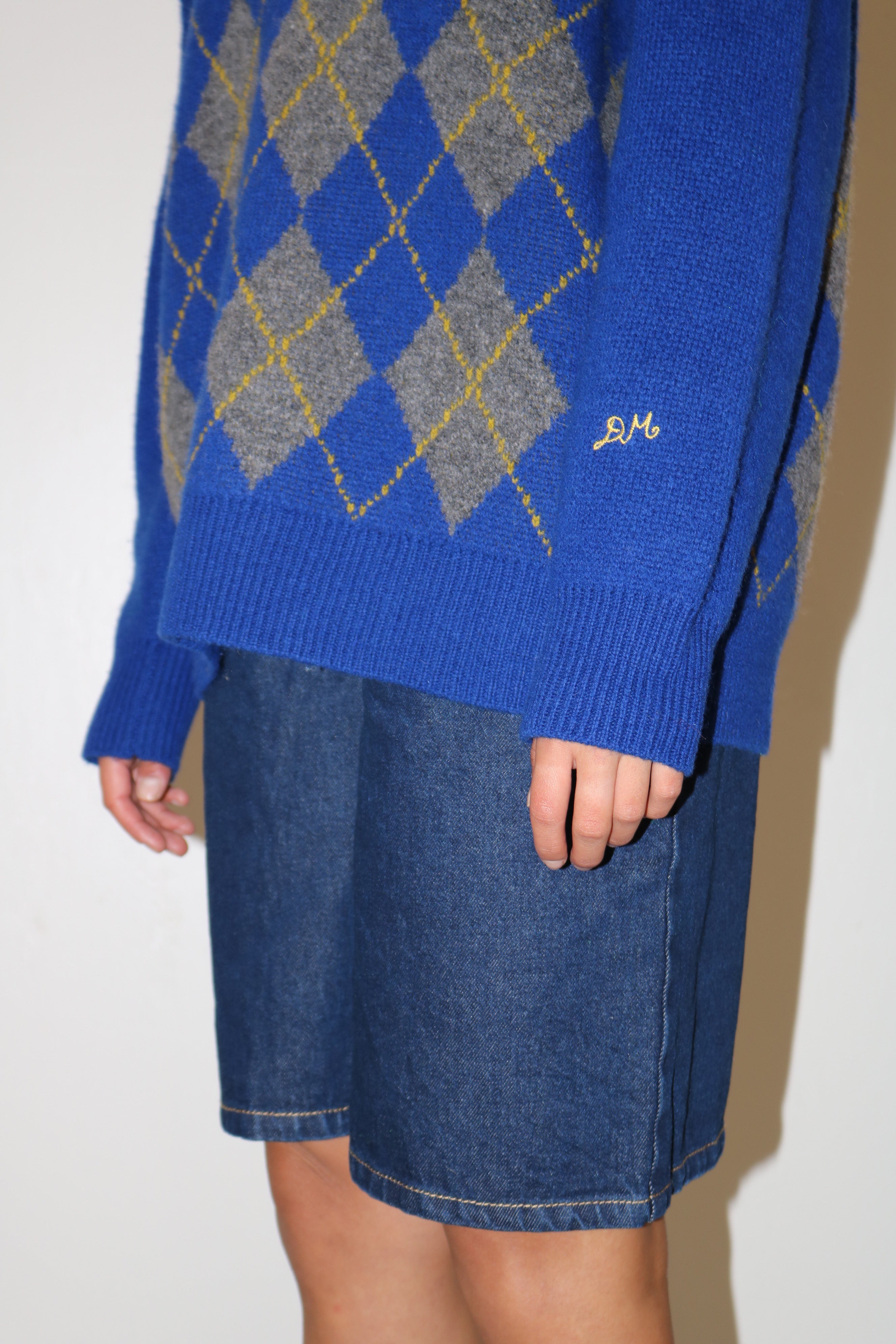 Damson Madder Saskia Slouchy Lambswool Rugby Jumper Cobalt