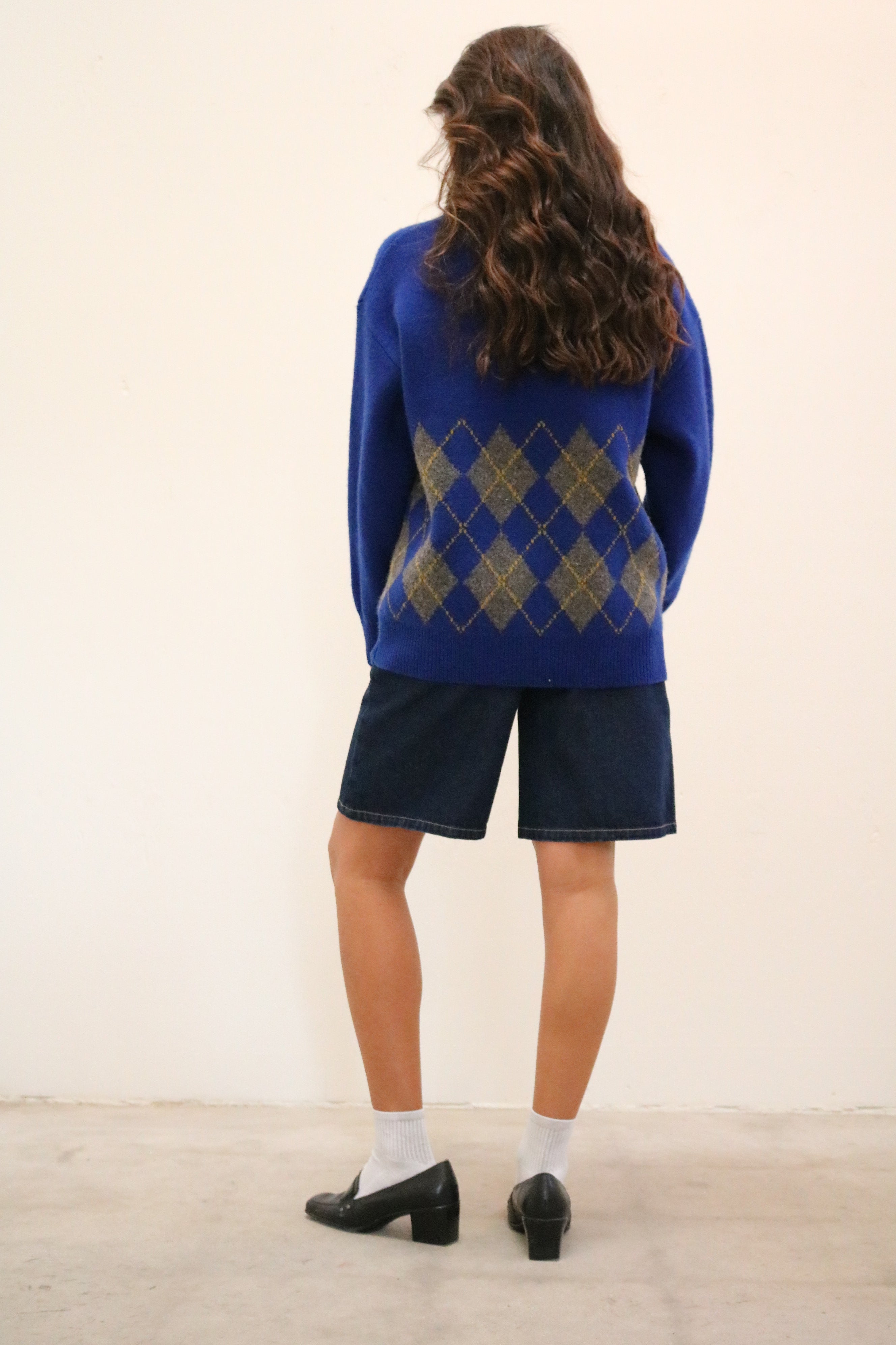 Damson Madder Saskia Slouchy Lambswool Rugby Jumper Cobalt