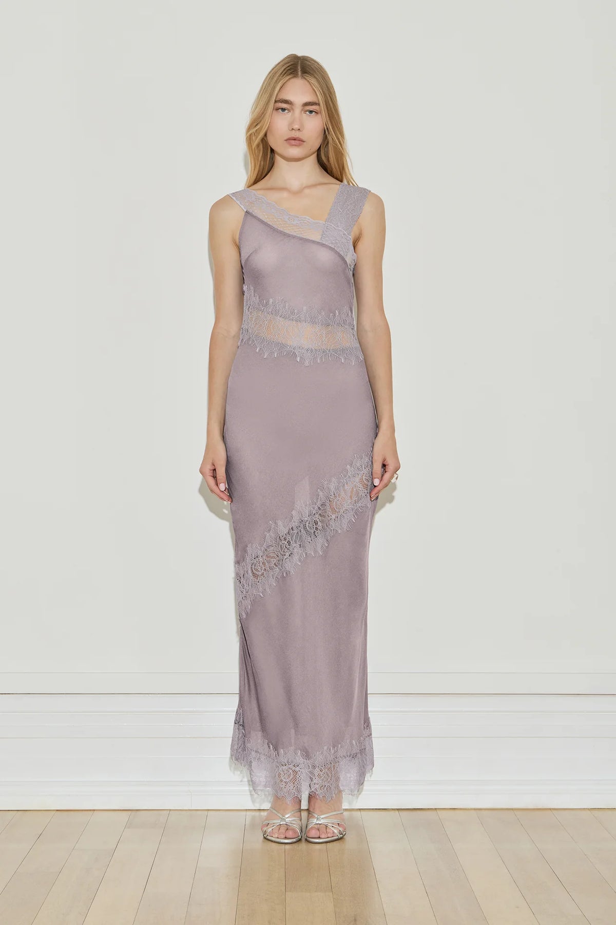 Maison Essentiele Deconstructed Lace Dress Silver