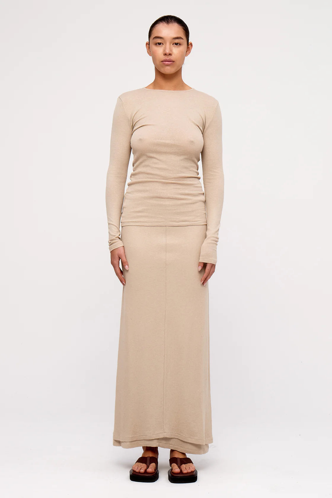 Zulu & Zephyr Rib Jersey Long Sleeve Top Husk