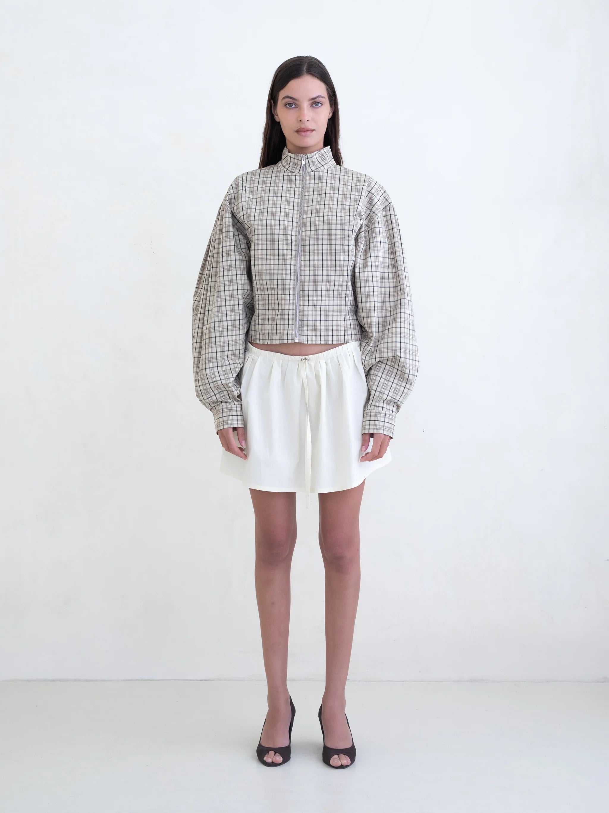 Bella Anna Globo Jacket Brown Plaid