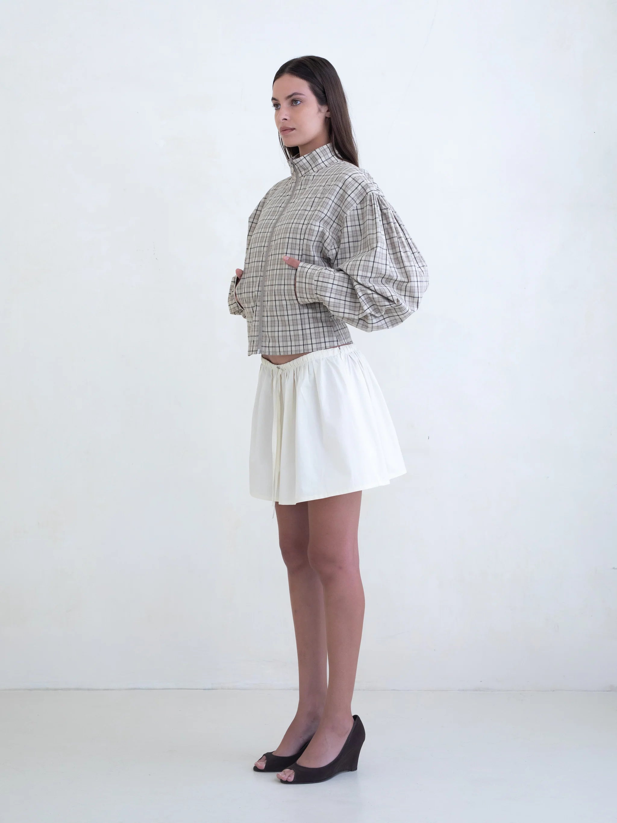 Bella Anna Globo Jacket Brown Plaid