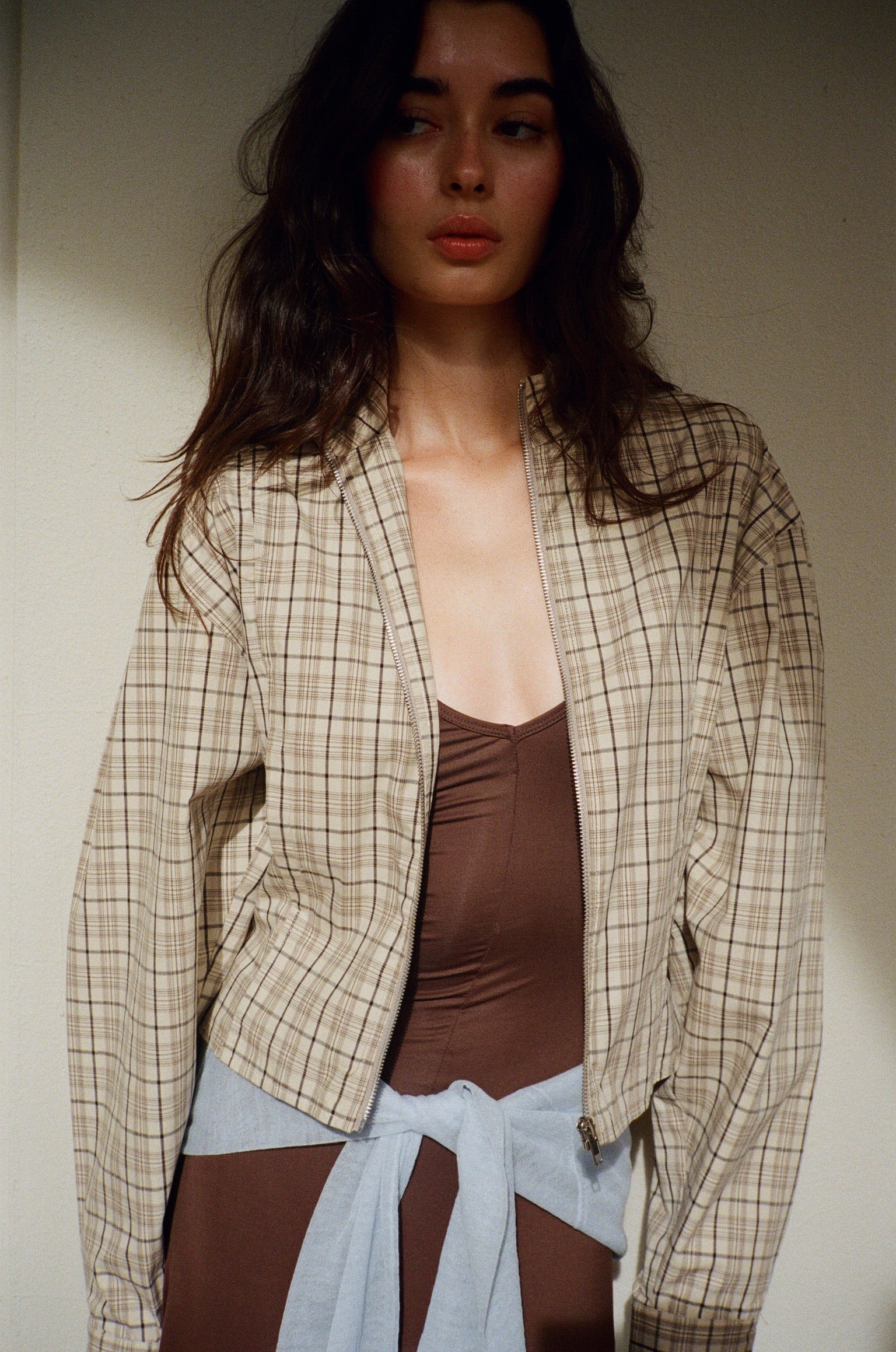 Bella Anna Globo Jacket Brown Plaid