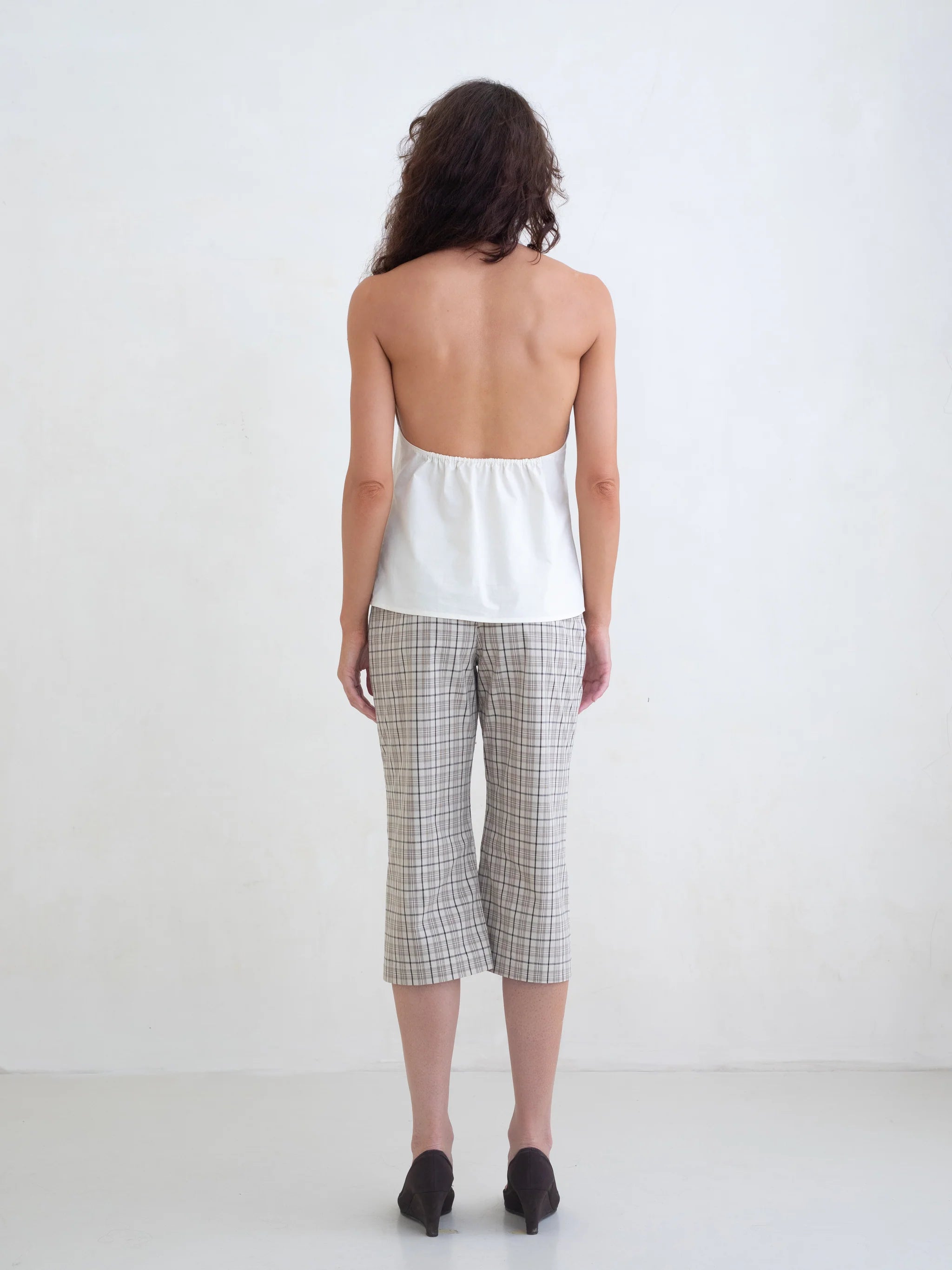 Bella Anna Remi Capri Brown Plaid