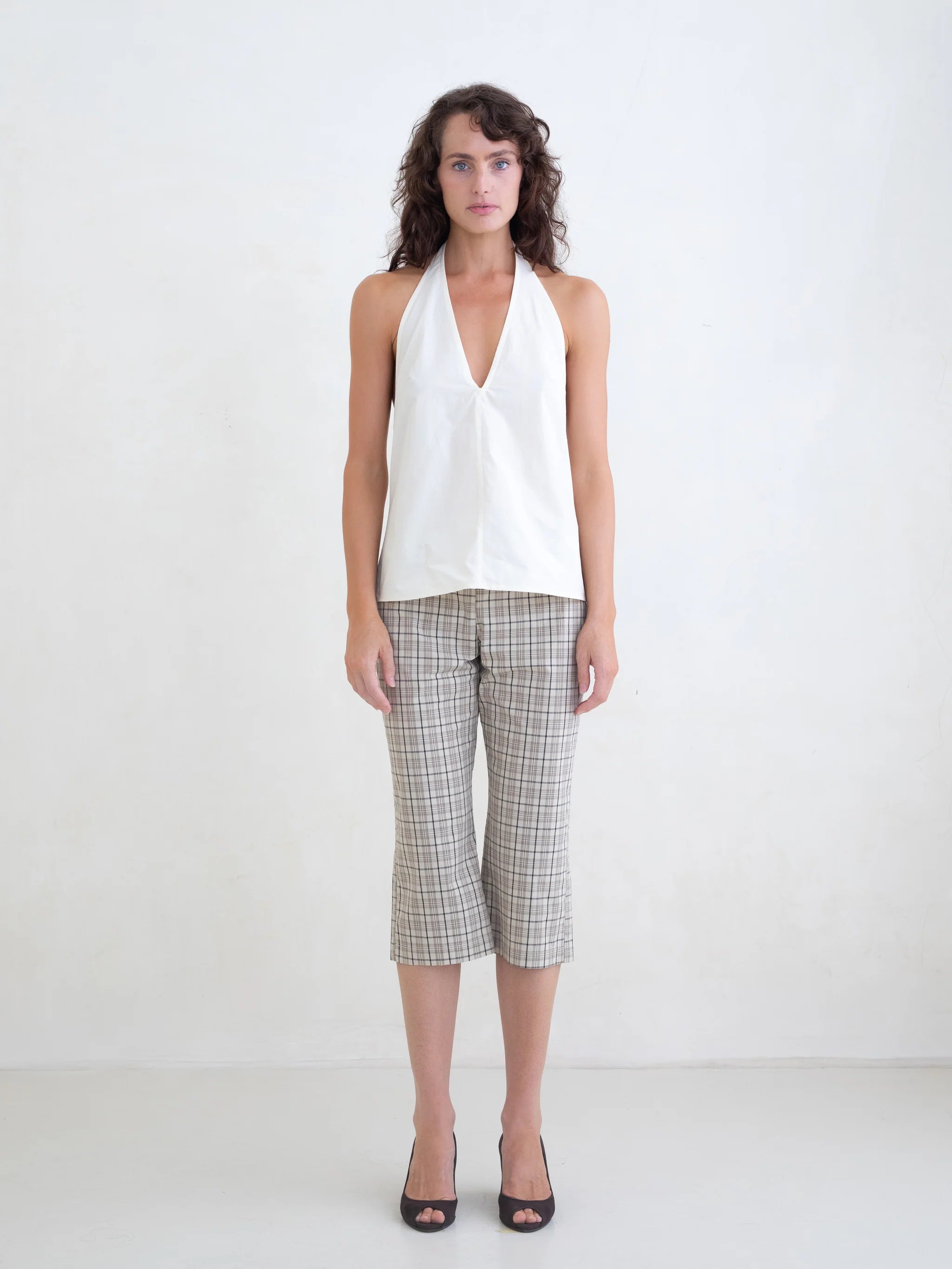 Bella Anna Remi Capri Brown Plaid