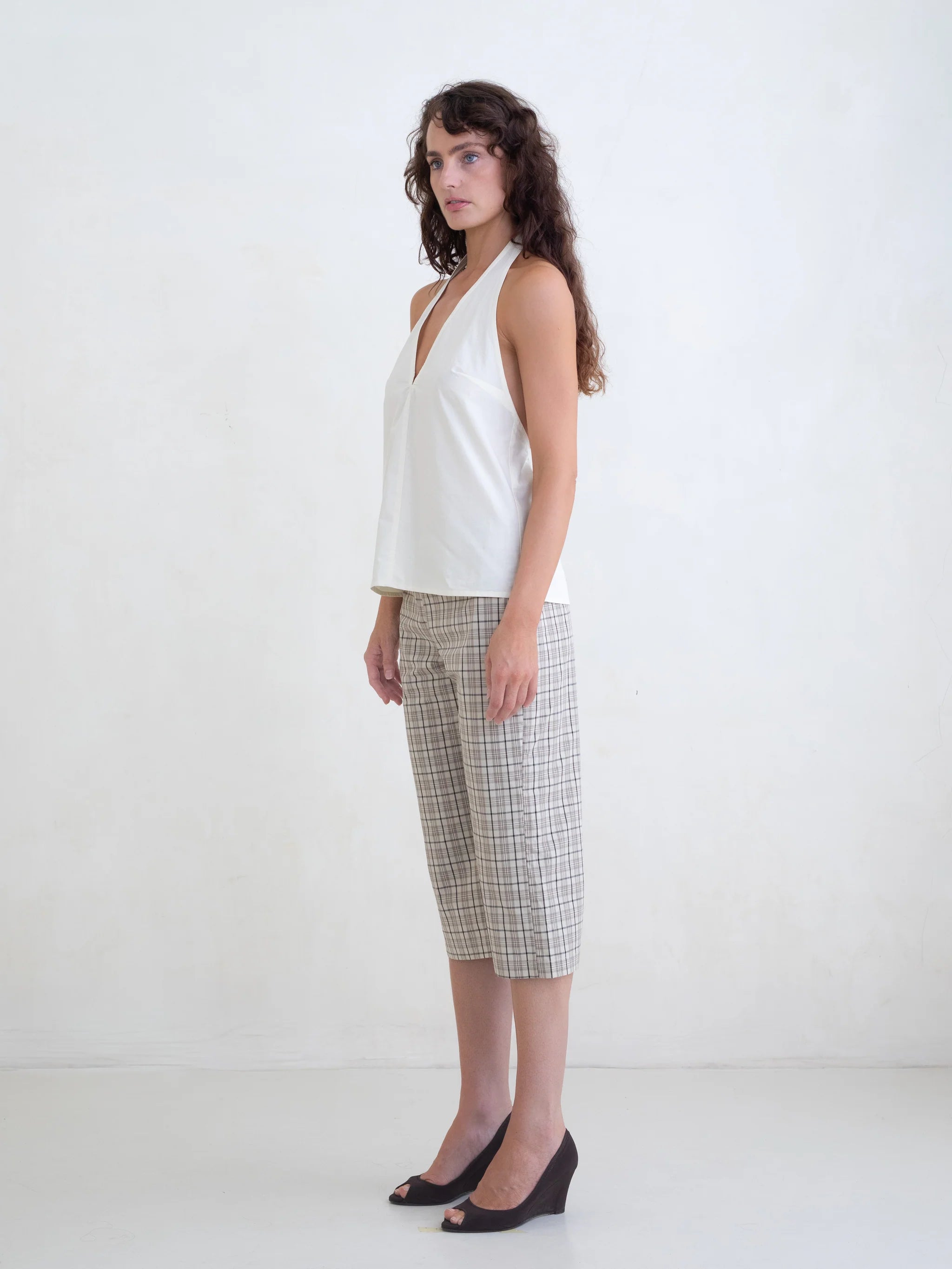Bella Anna Remi Capri Brown Plaid