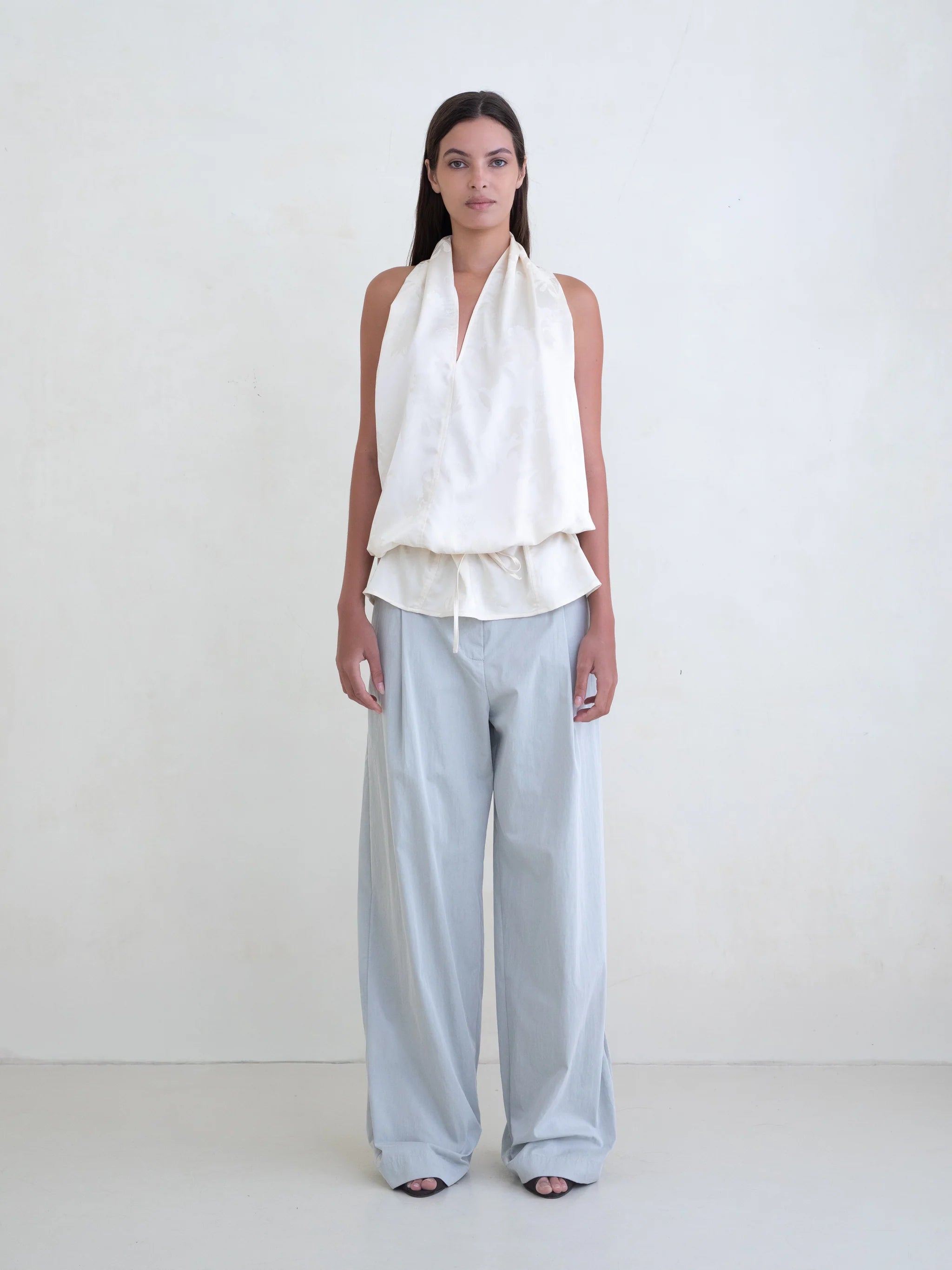 Belle Anna Spiral Top Ivory Jacquard